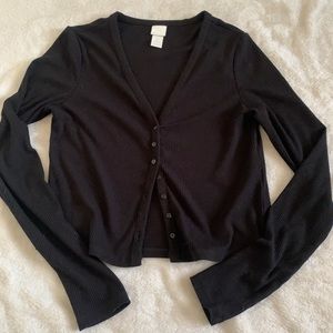 Black button up ribbed cardigan